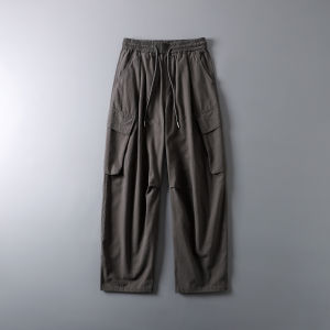 Retro Cotton Overalls Big Pocket Straight Wide-leg Pants Loose American Spring and Autumn Casual Scimitar Paratroopers Trousers Men