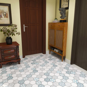 วอลเปเปอร์ติดพื้นแบบกาวในตัว ลายโมเสคคลาสสิก ตกแต่งห้องน้ำ/ห้องนั่งเล่น ติดทนทาน ติดง่าย #FL09