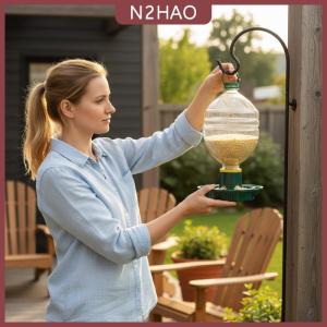 N2HAO  Máng treo cho chim màu xanh đậm bằng nhựa tự động di động phụ kiện cho chim ăn ngoài trời sân vườn ban công