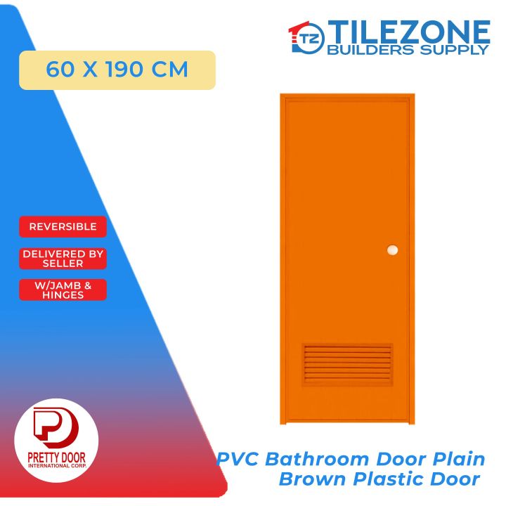 PVC Bathroom Door 60x190cm – Waterproof White Louvered CR/Toilet Door ...