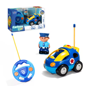 Mini Cartoon Remote Control Police Car RC Racing Car Toy for Baby Toddlers Children with LED Lights Music Novel Gift Toy for Boys Girls