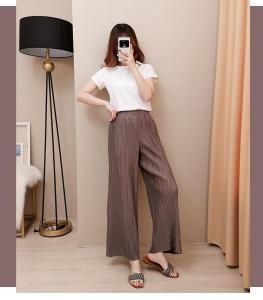NOVA Miyake same style star pleated wide-leg pants summer high waist slimming nine-point cool ice silk casual pants