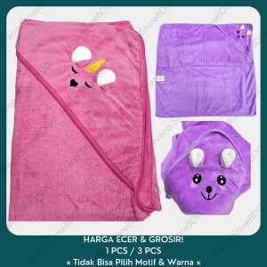 Isi 1 Pcs / 3 Pcs Handuk Mandi Anak Selimut Handuk Bayi Topi Kuping Karakter