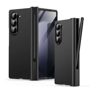 Hinge Protection Slim Matte PC Built-in Screen Protector Case for Samsung Galaxy Z Fold 5 6 4 3 S Pen Holder Full ZFold 6 Cover