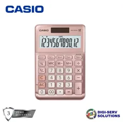 Calcolatrice Casio MS-20NC - Da Tavolo, Rosa, 12 Cifre, Radice Quadrata, Doppia Alimentazione