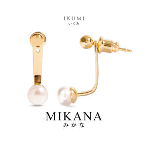 Mikana Glamour Pins 14k Gold Plated Ikumi Drop Stud Earrings for Women minimalist office pearl
