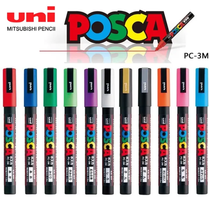 Posca Color Chart Japanese Japan UNI Posca Markers PC-3M DIY Graffiti Manga Cards Posters Rock ...