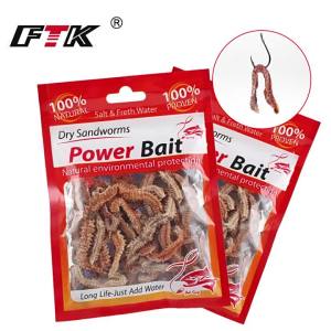 FTK earthworms red worms 6/10 grams of dried nereis sea fishing bait nereis real bait dried worms fishing bait for angling