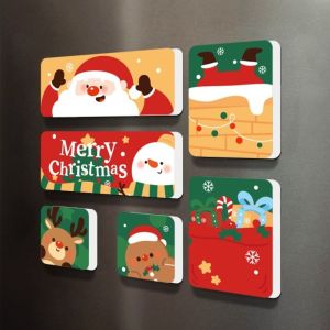 GENENIC Ông già Noel Nam châm dán tủ lạnh hình chủ đề Giáng sinh. Tuần lộc Mềm mại Decal dán từ tính mềm Năm mới Cây thông Noel Trang trí tủ lạnh Trang trí nhà cửa