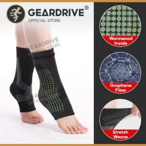 GEARDRIVE 1Pair Mugwort Ankle Brace self-heating Compression Sleeve Ankle Warming for Pain Relief