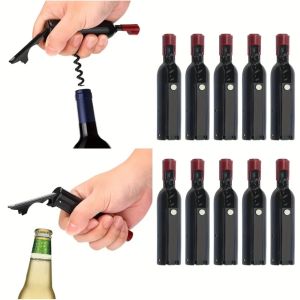 YTRYTWE Wine Bottle Shaped Foldable Corkscrew Multifunctional Plastic Champagne Corkscrew Creative ic Refrigerator Gifts