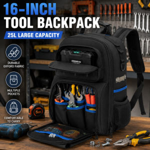 Tool Backpack 25L Large Capacity Tool Bag Oxford Fabric Organizer Bag For Electrician Repair