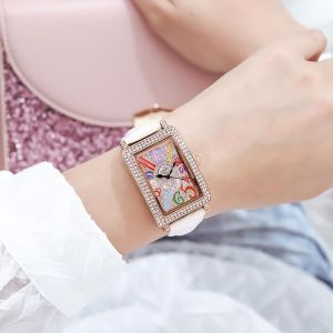 Fashion womens watch new diamond-encrusted rectangular watch womens luxury fashion waterproof color digital quartz watch