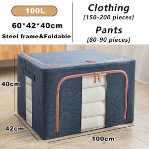 JJ.SG Foldable Clothing Organizer 30L/66L/100L Dustproof Storage Box Stackable Fabric Storage Box For Clothes/Quilt