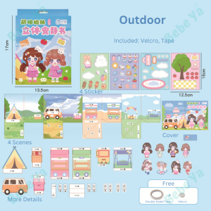 DIY 3D House Puzzle 4 Themes - Pretend Play Busy Book Quiet Book Interactive Activity Book Sticker Early Learning