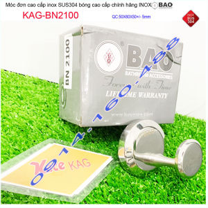 Móc đơn Inox Bảo KAG-BN2100 móc treo đồ nhà tắm SUS304 đế đúc thiết kế đẹp sang trọng gọn gàng