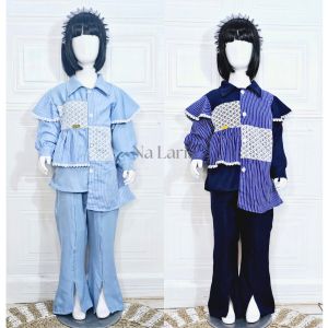 SETELAN ANAK PEREMPUAN KANIYA SALUR MIX TILE LENGAN PANJANG CELANA CUTBRAY BAHAN SHAKILA PREMIUM USIA 3-12 TAHUN/PAKAIAN ANAK PEREMPUAN BAHAN KATUN TERBARU