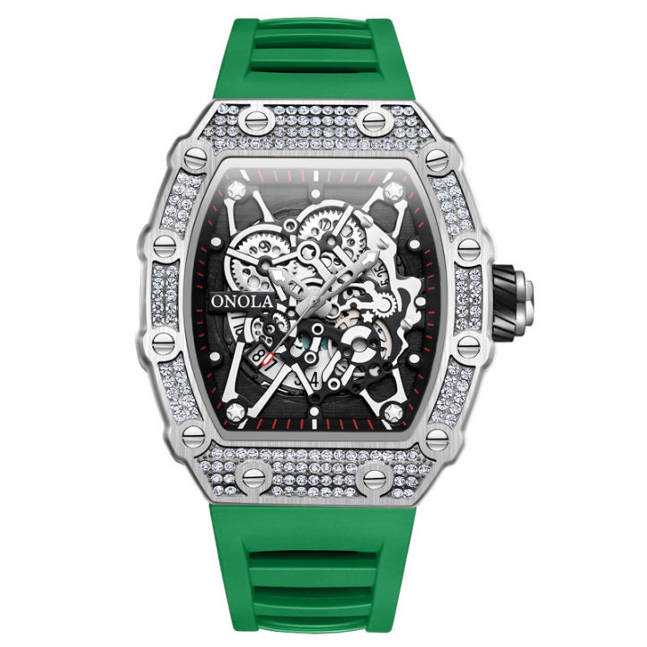 [Spot]ONOLA 3827D Fashion Trend Personality Design 2023 new Diamond  Waterproof Quartz Men's Watch Original Lazada