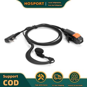【HOSPORT】 2 Pin Headphone Earphone K-Plug PU Wired Radio Earpiece Headset Dual PTT G Type with Microphone for Kenwood Baofeng 888S TYT