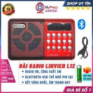 Đài Radio Fm Cho Người Già Linvien L12 Máy Nghe Nhạc Mini Bluetooth Mp3-Usb-Thẻ Nhớ Quà 1 Pin Sạc 18650-H2Pro Audio