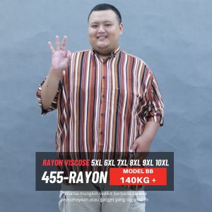 ICW Kemeja Jumbo Pria Salur Rayon Big Size 5XL6XL7X 8XL10XL Casual Hitam Navy Maroon Ukuran Besar Hem Baju Jumbo