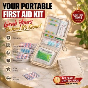 🌟 Waterproof & Dustproof Medicine Organizer Bag Compact Portable With Carabiner Easy Access & Stylish Storage For Travel Essentials