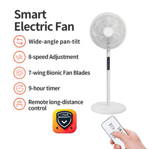 Electric fan Remote Control Standing Fan ，7-Blades 8 Wind Speeds 55W