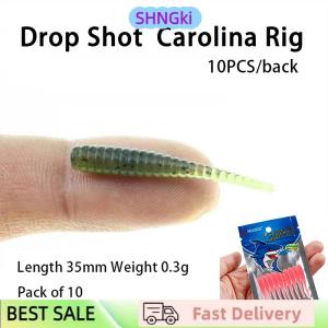 SHNGki 10pcs 35mm 0.3g Lua Root Fishing Soft Bait Threaded Soft Bait Mini Soft Worm Straight Tail Lua Fake Bait