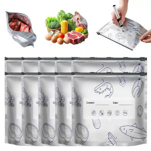 Reusable Aluminum Foil Storage Bags Stand-Up Airtight Food Saver for Veggies/Fruit/Meat Large Capacity Food with Zipper