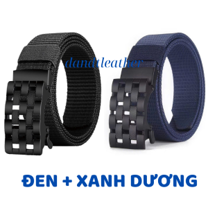 Combo 2 chiếc Dây lưng nam Dây nịt nam Thắt lưng nam vải dù Canvas đầu khóa kẻ vuông gạt tự động