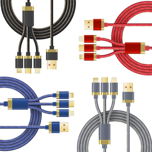 3 Head Fast Charging Cord Denims Braided Design Rapid Power Delivery Various Device Charging Solution with Compatibility