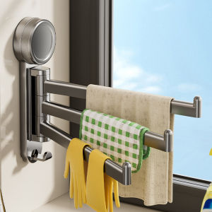 Suction cup sticker Rotary kitchen rag rack No punching Three-rod multi-rod drain rack Wall-mounted wall towel rack