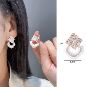 Fashionable Ring Gift 14K金电镀时尚耳环女s925银针高级感小众设计锆石耳钉耳饰品ins风