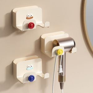 CUNXIN No Punching Hair Dry Holder Self-Adhesive Plastic Hair Dryer Storage Rack Multifunctional Cute Blow Dryer Bracket for Home