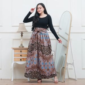 ROK BATIK PANJANG MAYUNG WANITA POLYKATUN MOTIF LEMAH TELES