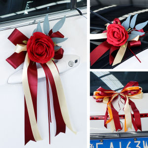 🔥🔥🔥fenglin Creative Wedding Car Decoration Door Handles Rearview Mirror Decorate Flower Accessories Simulated Rose Wedding Car Decoration