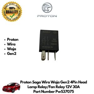 Proton Saga Wira Waja Gen2 4Pin Head Lamp Relay/Fan Relay 12V 30A Pw537075