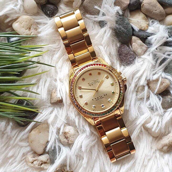 Coach 14502507 Tristen Japanese Quartz Gold Dial Fixed Crystal