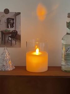 2PC Acrylic LED Flameless Electric Candle Light Smokeless Battery Candle Kotak Hadiah Raya Decor