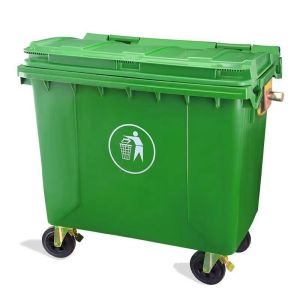 660l-liter large outdoor trash can with lid can be moved to large garbage truck plastic sanitation trash can in residential area.