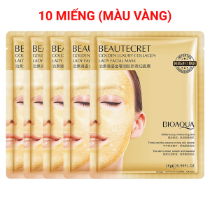 COMBO Gồm 10 Miếng Mặt Nạ Thạch Collagen BIOAQUA Trong Suốt – Chứa Collagen Tinh Chất Vàng 24k Giúp Chống Lão Hóa Da Dưỡng Sáng Săn Chắc