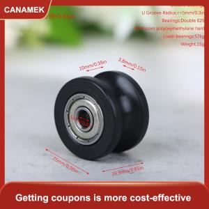 【CANAMEK】 1 cái U rãnh ròng rọc hướng dẫn ròng rọc lăn mang U rãnh con lăn bánh xe 5x25x16.5 mét cho lái xe Phụ kiện cơ khí