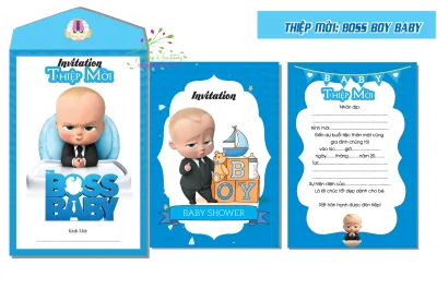COMBO 20 THIỆP MỜI SINH NHẬT THIỆP MỜI THÔI NÔI THIỆP MỜI ĐẦY THÁNG - BOSS BOY BABY
