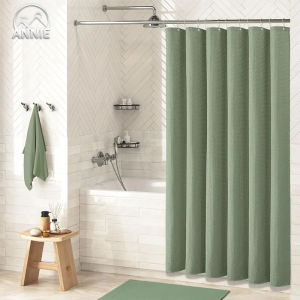 ANNIE Waffle Shower Curn makapal waterproof Bathroom CR Curn Washable With Plastic Hook 120/180*180 Green