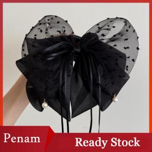 [PAM] Sweet Sequin Lace Butterfly Knot Hair Clip Womens New 2025 Half-Up Ponytail Hair Grips Shark Fin Hair Clips Stylish Hair Access