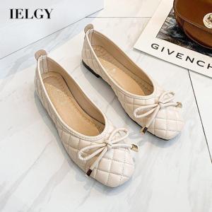 IELGY womens single shoes Korean style flat bottom bowknot fairy style casual womens shoes