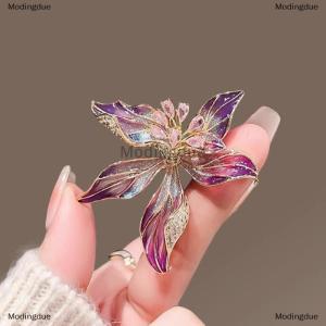 [COD] Modingdue Personality Exquisite French Style Iris Flower Brooches For Women Clothing Coat Jewelry Accessories
