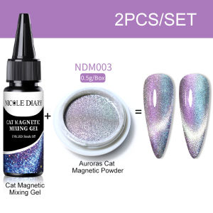 BORN PRETTY NICOLE DIARY 30ml 2pcs/set Cat Eye Gel Nail Mixing Gel Nail Art Polish Soak Off UV LED Nail Powder Decoration Tool