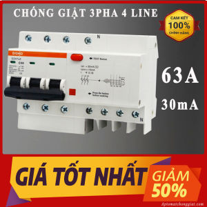 [HÀNG CHÍNH HÃNG] Cầu Dao Chống Giật 3 Pha 380V 63A RCCB DOBO KOREA siêu nhạy - 4.5kA 30mA (Aptomat chống giật) - Bảo hành 12 tháng - Hàng Tốt