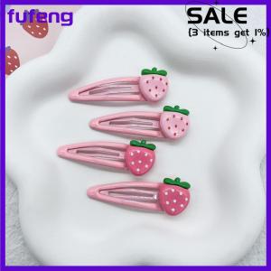 fufeng 2 Pcs Cute Sweet Strawberry Hairpin Lovely Pink Hair Clips Girls Bangs Clips BB Snap Clip Hair Accessories